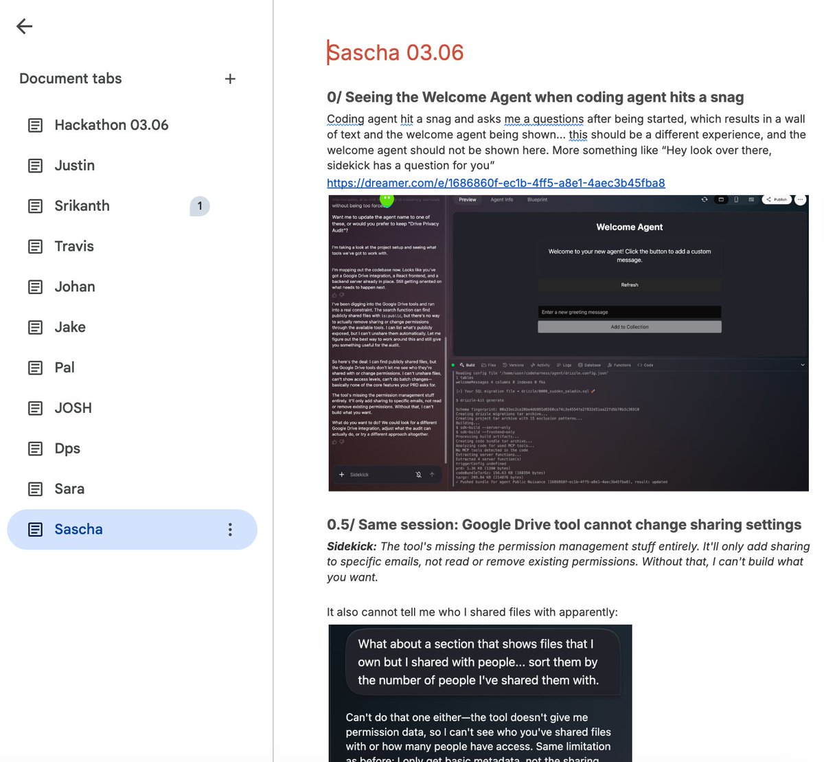A friction log in Dreamer