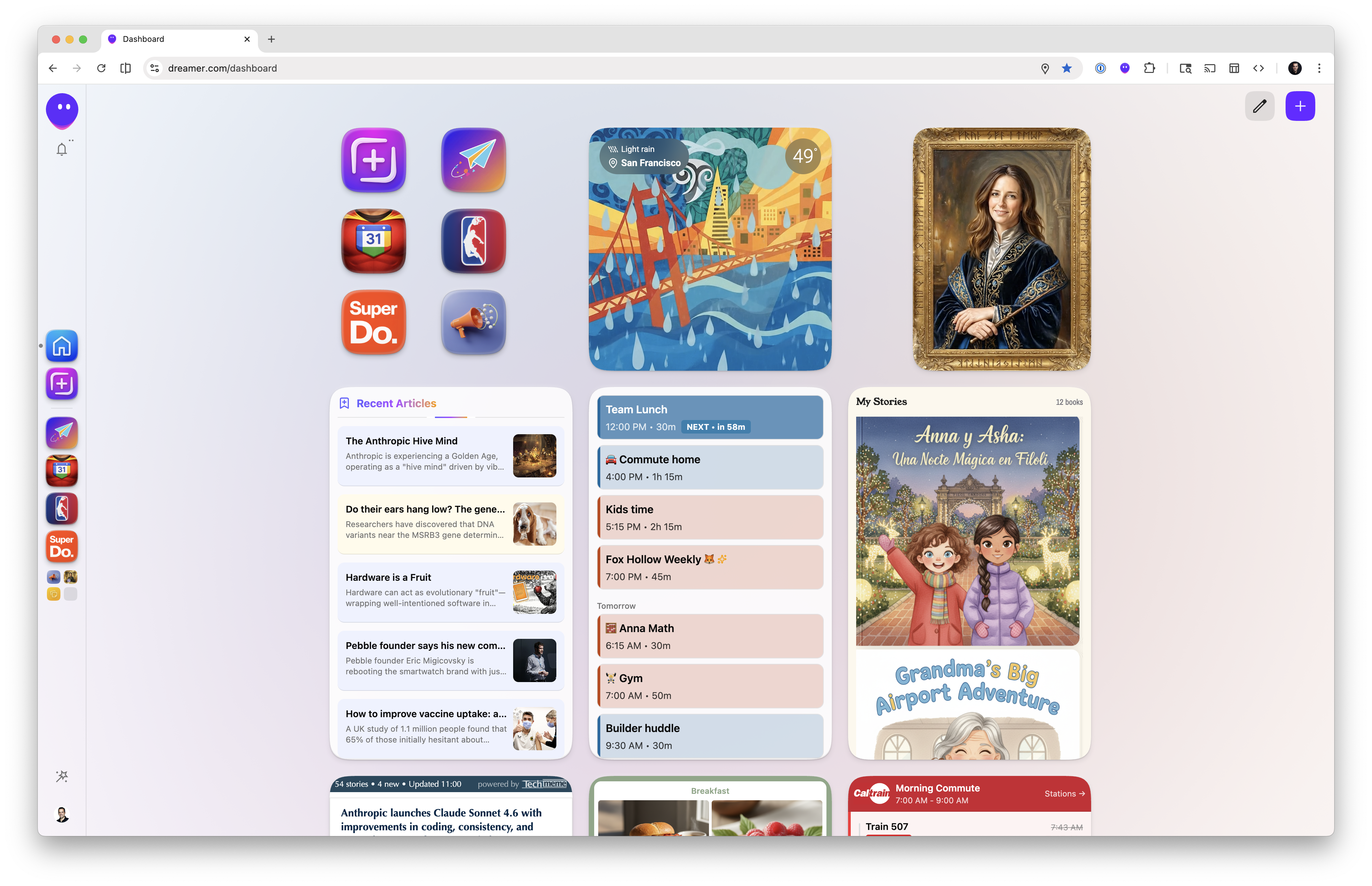 One user&rsquo;s dashboard in Dreamer - everyone&rsquo;s is different